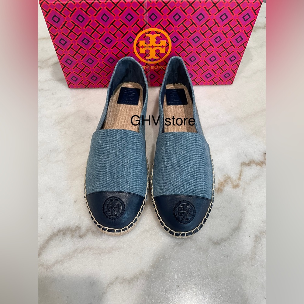 Tory Burch Color-Block Jean Material Flat espadrille